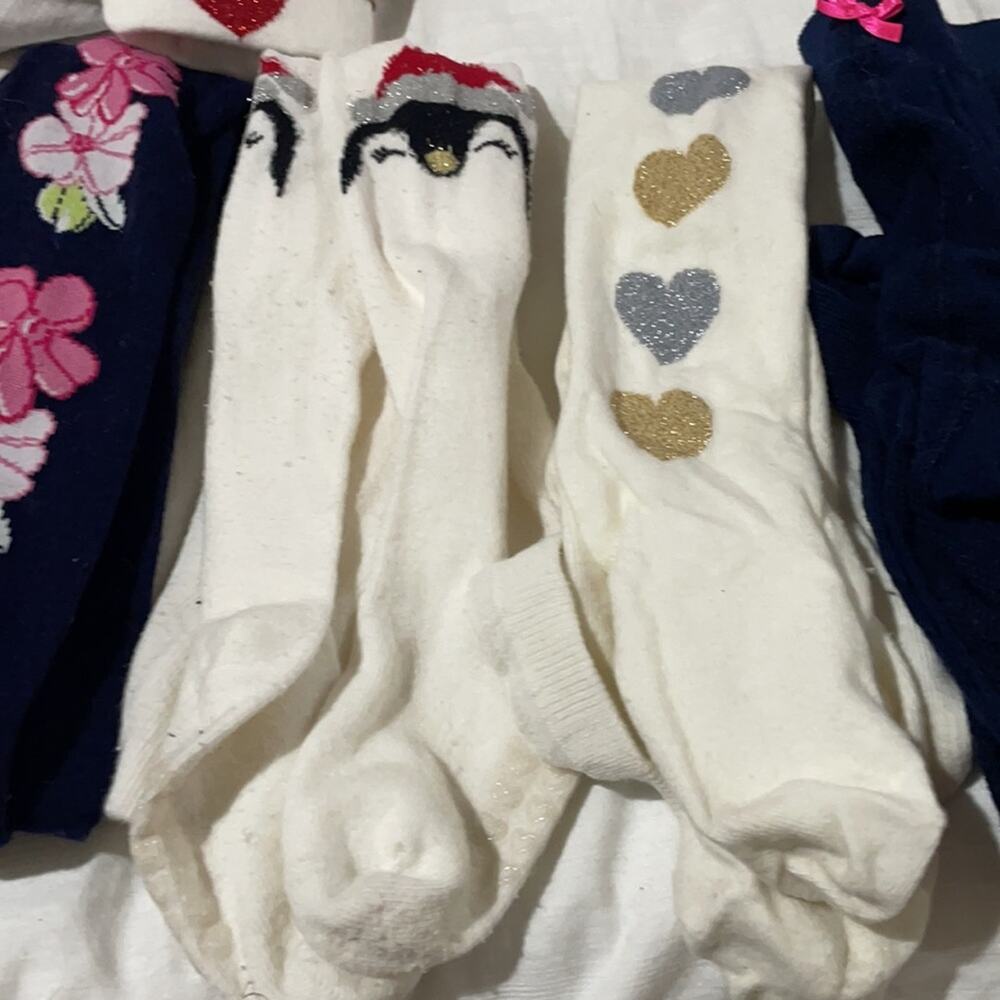 Girls footed Tights bundle 8 pair size 4 euc or 2 pair nwot . - Picture 4 of 8